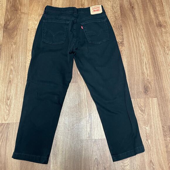 Levis Classic Slim Fit Stretch Dark Black Cropped Mom Jeans Size 8 Misses - Picture 2 of 9